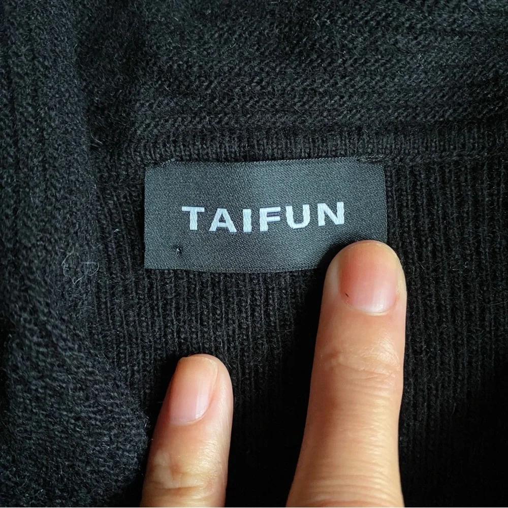 🖤 TAIFUN BLACK KNIT COWL NECK SHORT SLEEVE DRESS!